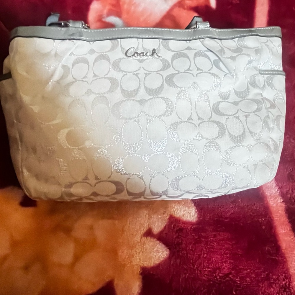 Coach white hand bag